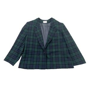 Vintage Pendleton 100% Virgin Wool Plaid Women's Blazer Size 24 Made in USA